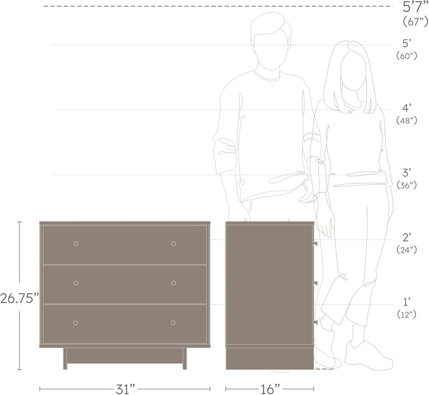 Finnley 3-Drawer Nightstand in Black Oak, Extra-Wide Bedside Table with Storage, Modern End Table for Home, Bedroom, Living Room, 16" D X 31" W X 26.75" H-3