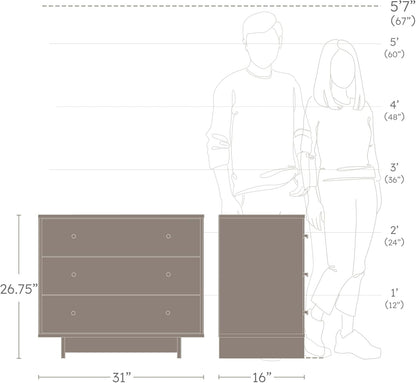 Finnley 3-Drawer Nightstand in Black Oak, Extra-Wide Bedside Table with Storage, Modern End Table for Home, Bedroom, Living Room, 16" D X 31" W X 26.75" H-3