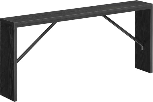 Console Table, 70.9" Long Sofa Table behind Couch, Narrow Entryway Table, Farmhouse Dining Table with Angled Metal Frame, Industrial Console Table for Entryway, Black CTHB18801-0