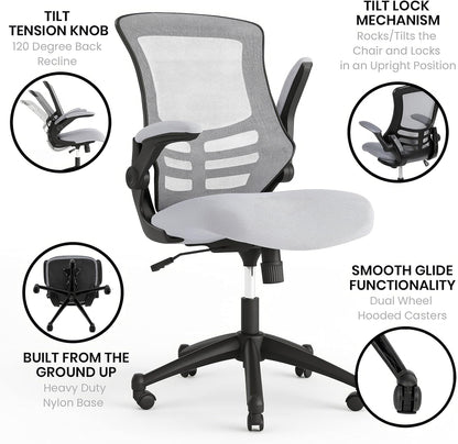 Kelista Office Chair, Ergonomic, Mid-Back, Dark Gray Mesh with Swivel-4
