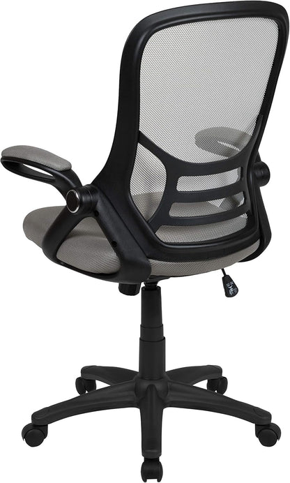 Porter High-Back Swivel Office Chair with Adjustable Lumbar Support and Seat Height, Ergonomic Mesh Desk Chair with Flip-Up Armrests, Gray/Black-4