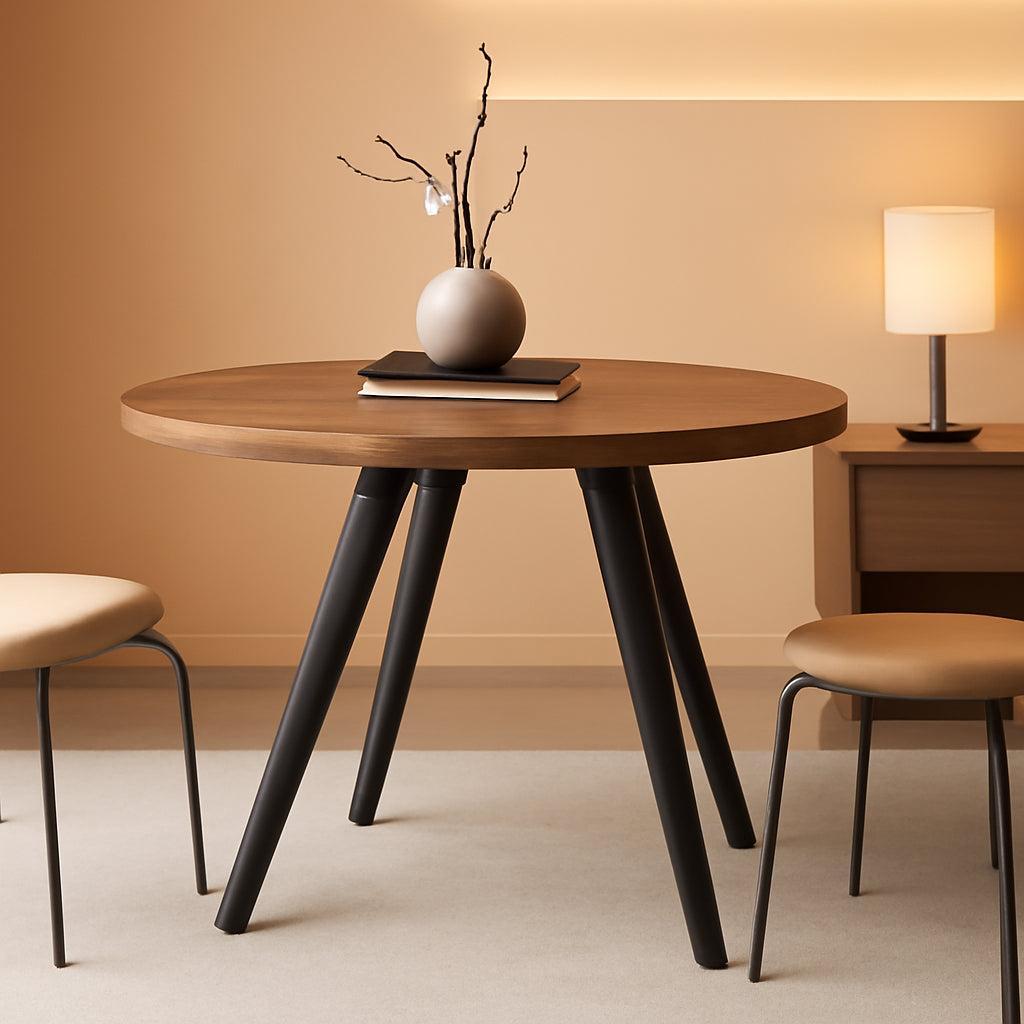 Contemporary Dining Table 31.5in Rustic Walnut Wood-0