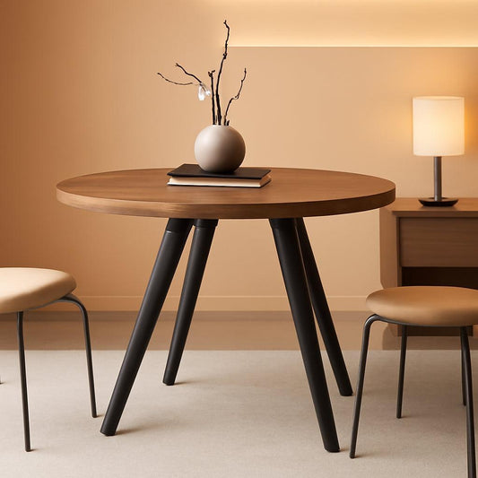 Contemporary Dining Table 31.5in Rustic Walnut Wood-0