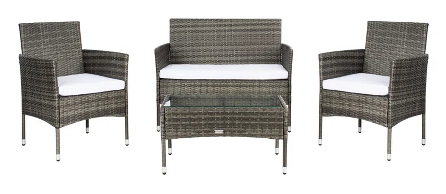 Elegant Rattan Outdoor Glass Top Patio Set Cushions-1