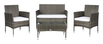 Elegant Rattan Outdoor Glass Top Patio Set Cushions-1