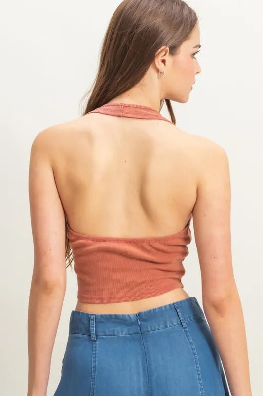 HYFVE Mineral Wash Halter Neck Everyday Top