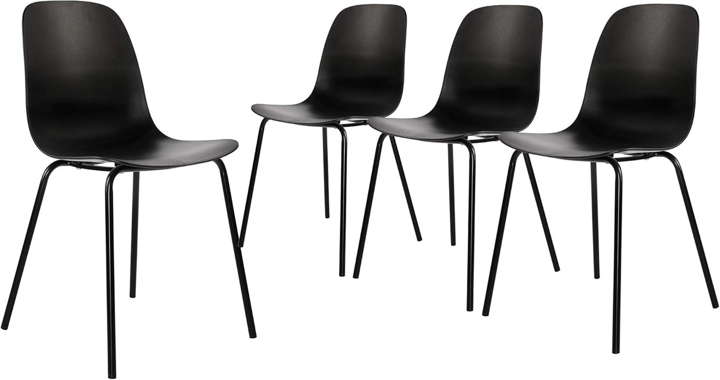 Set of 4 Dining Chairs with Legs for Kitchen Living Room(Matte Black)-0
