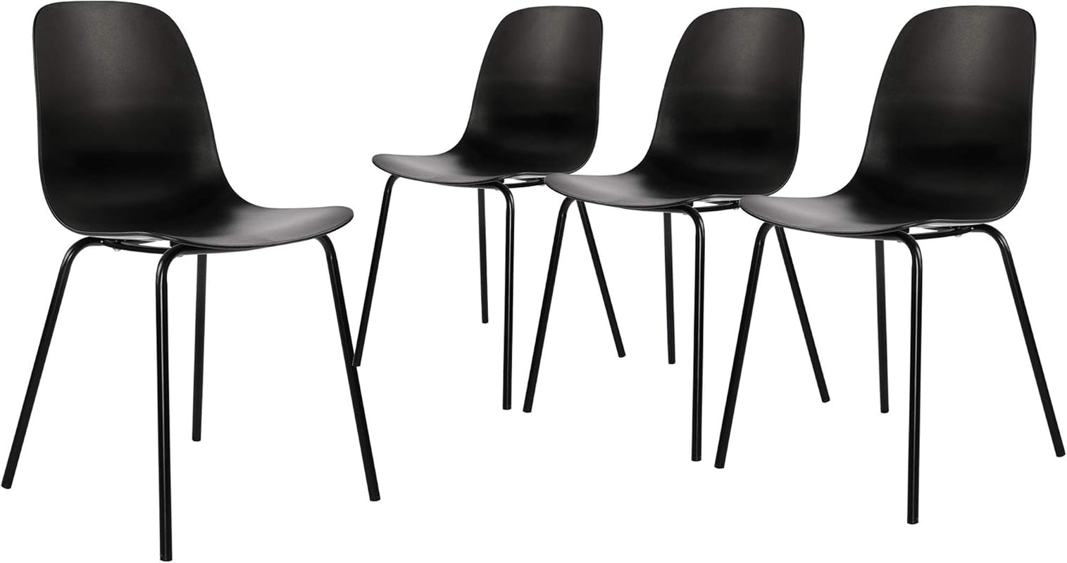 Set of 4 Dining Chairs with Legs for Kitchen Living Room(Matte Black)-0