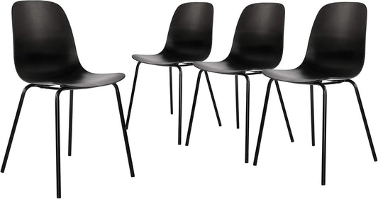 Set of 4 Dining Chairs with Legs for Kitchen Living Room(Matte Black)-0