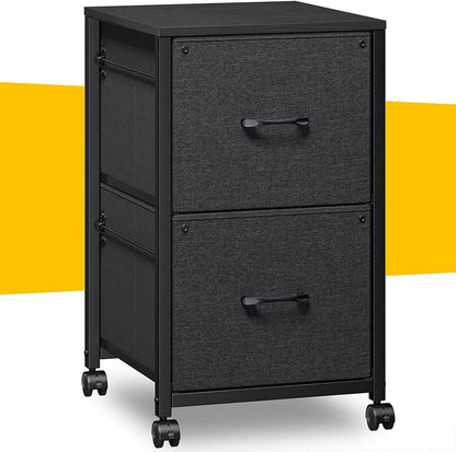 Filing Cabinets for Home Office 2 Drawer Fabric File Cabinet Small Rolling File Cabinet Printer Stand Lateral Filing Cabinet Fits A4 Letter Legal Size, Black-0