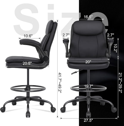 Adjustable Height Leather Drafting Chair for Standing Desk-2