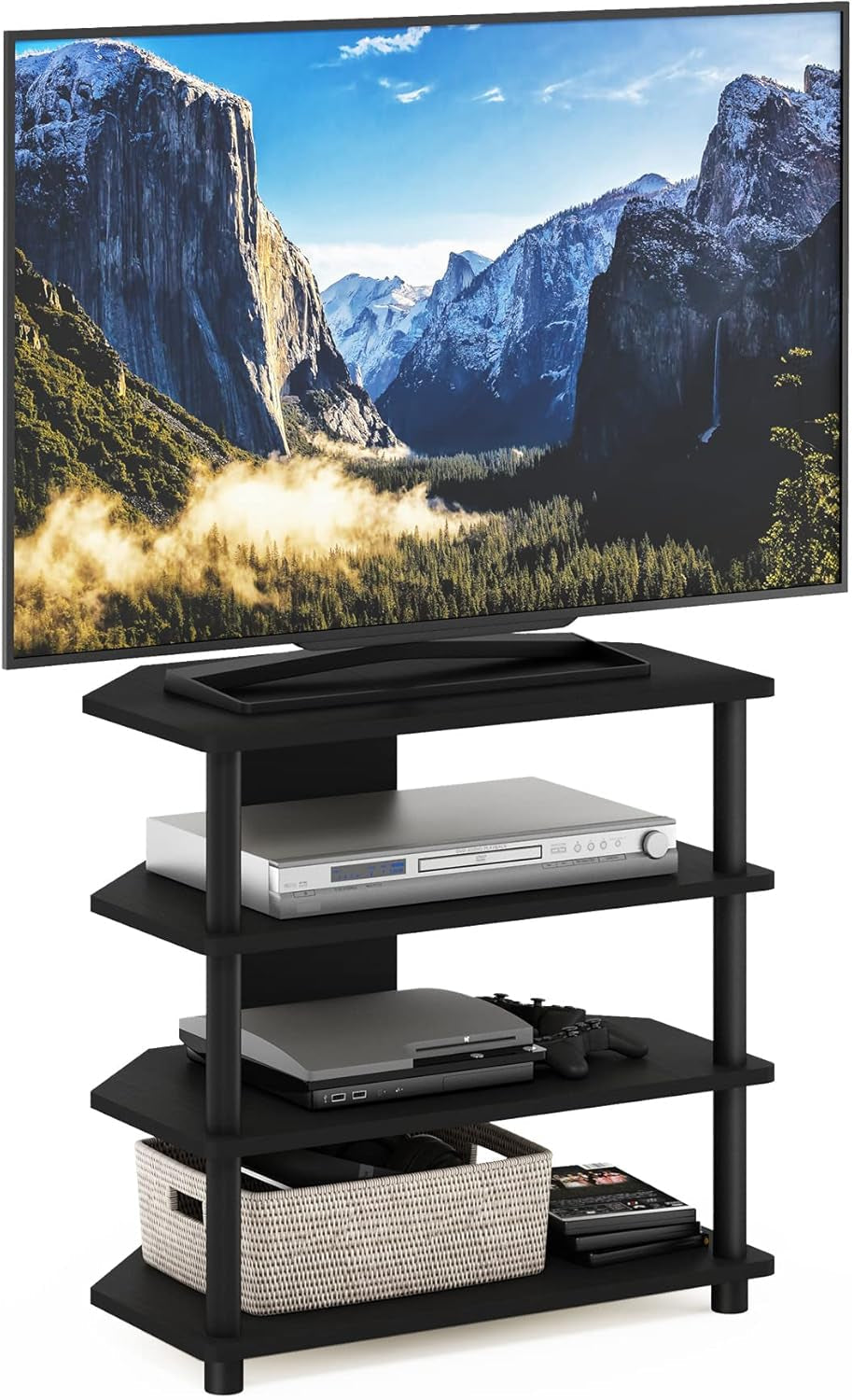 Turn-N-Tube Easy Assembly 4-Tier Petite Entertainment Center / TV Stand / TV Unit / TV Desk, Blackwood-3