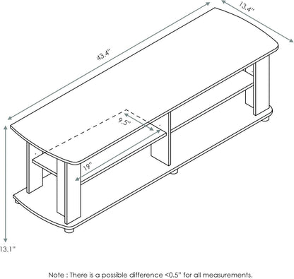 Nelly Entertainment Center TV Stand, Short 43.3"(W) X13.4(H) X13.1(D), Dark Walnut-1