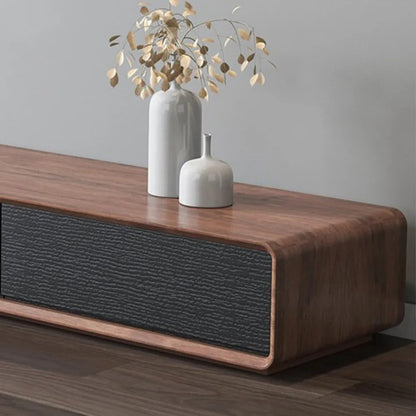 Modern TV Stand 78.74", Media Console with 4 Drawers, Soild Wood Entertainment Center for 65/70/75 Inch TV Fully-Assembled Black & Walnut Veneer (TV Stand Only)-2