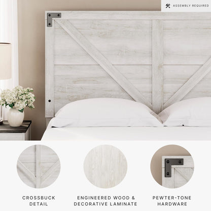 Modern Farmhouse Queen Headboard with Crossbuck Styling-3