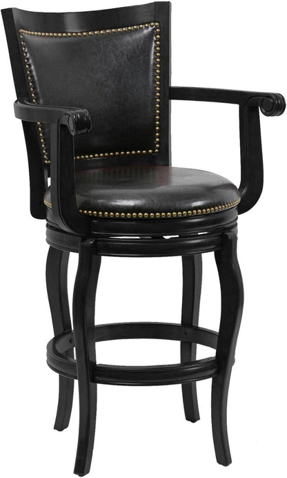 Durable 29-Inch Black Bar Stool With Swivel Seat-0