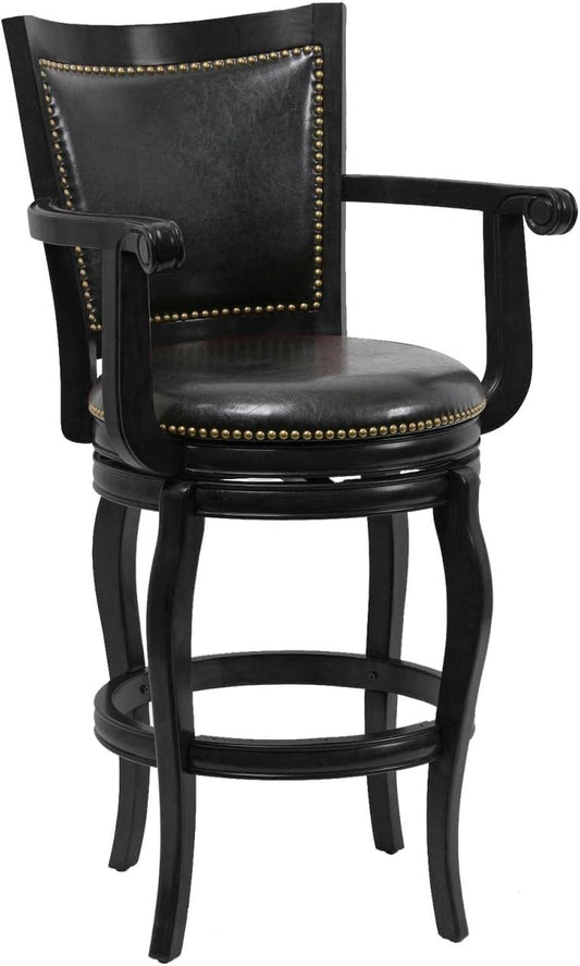 Durable 29-Inch Black Bar Stool With Swivel Seat-0