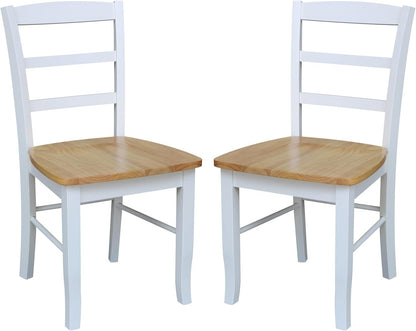 Madrid Ladderback, Set of 2 Dining Chairs , Solid Wood Kitchen/Dining Chairs, Parawood Construction, 18.1"W X 19.3"D X 35.2"H, 225 Lb Weight Capacity, Elegant, Durable, White/Natural-0