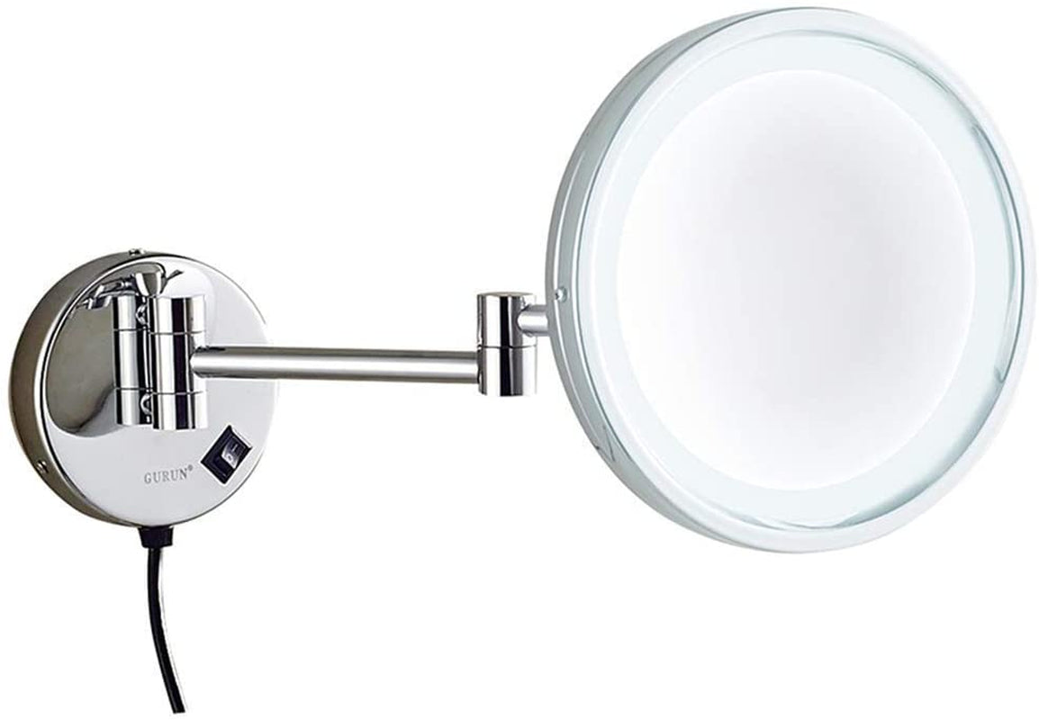 Wall Mounted Makeup Mirrors, Chrome Illuminated Brass-2