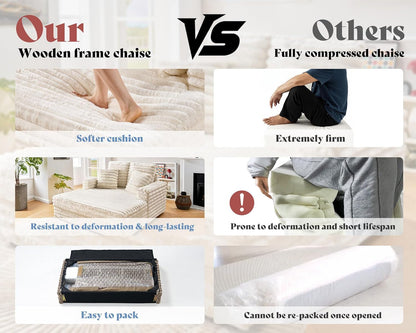 53 Inch Chaise Lounge Indoor, Plush Sleeper Chair with Throw Pillows, Upholstered Sofa Bed with Armrests, Plush Chair Bed for Living Room(Grey)-4