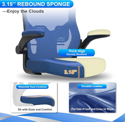 Office Chair, High Back Desk Chair Adjustable Height and Ergonomic Design Home Office Computer Chair Executive Lumbar Support Padded Flip-Up Armrest Swivel Task Chair-3