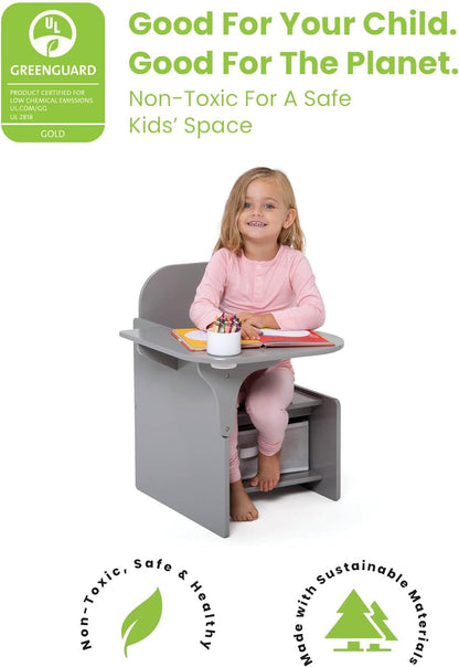 Mysize Chair Desk with Storage Bin, Grey-3