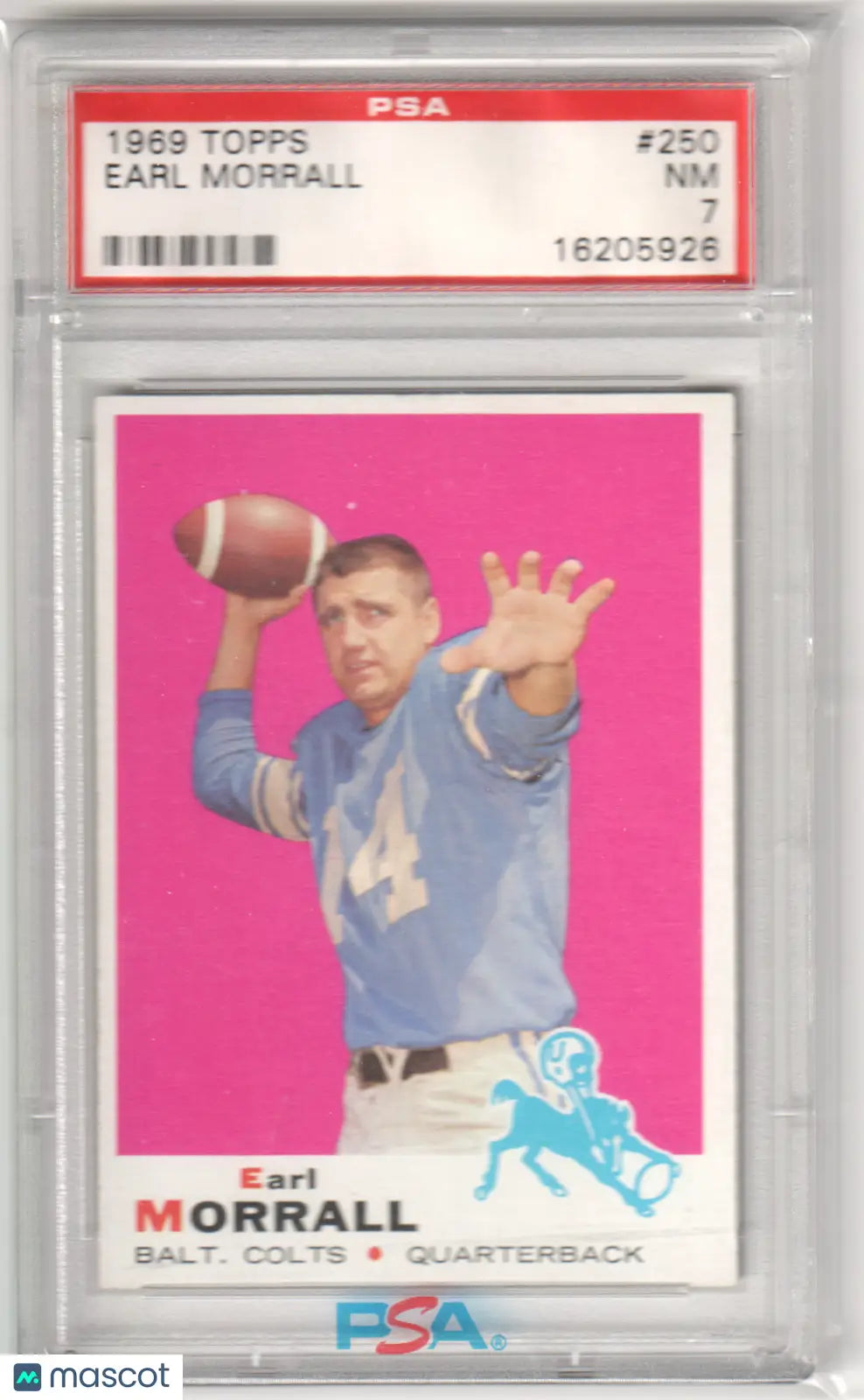 Earl Morrall 1969 Topps football card graded PSA 7 from Columbia Hobby