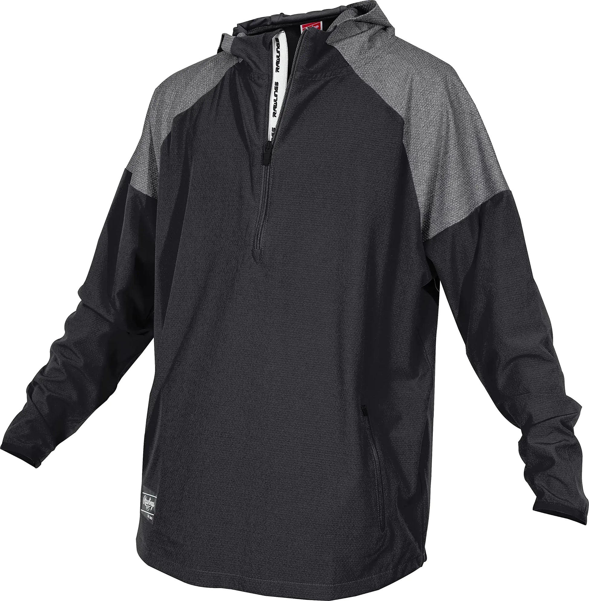 Black and gray hooded long sleeve jacket with color sync design for boys