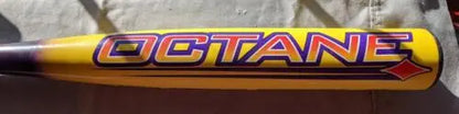 Yellow baseball bat youth with OCTANE lettering, original gloss in Easton Octane model