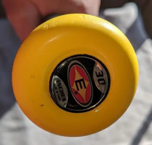 Yellow end of Easton Octane 30/18 Little League Baseball Bat Youth with original gloss finish