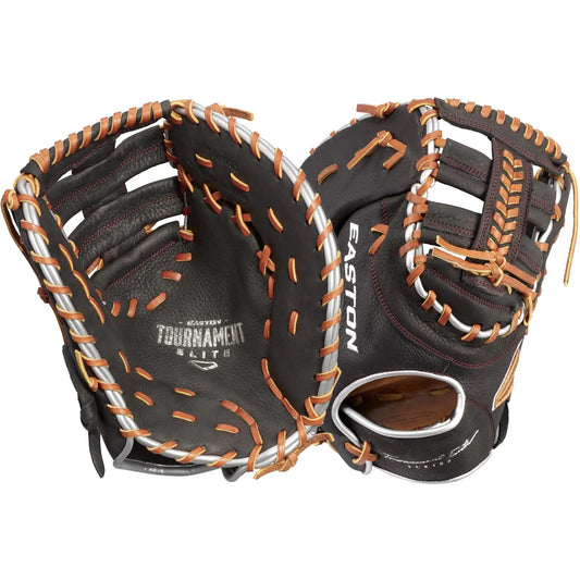 Easton Tournament Elite baseball base mitt in brown and black for right-handed throw