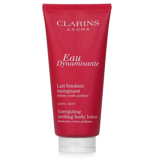 Red Clarins Eau Dynamisante Energizing Melting Body Lotion tube 200ml/6.8oz