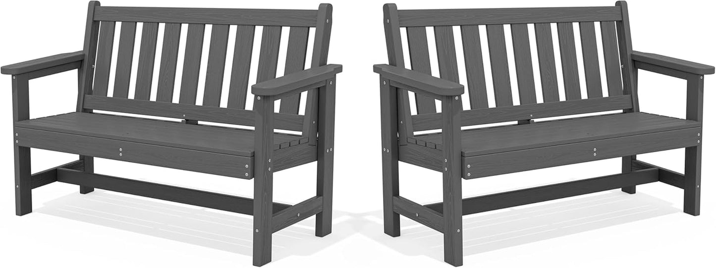 Weatherproof Two-Person Outdoor Bench With High Weight Capacity-0
