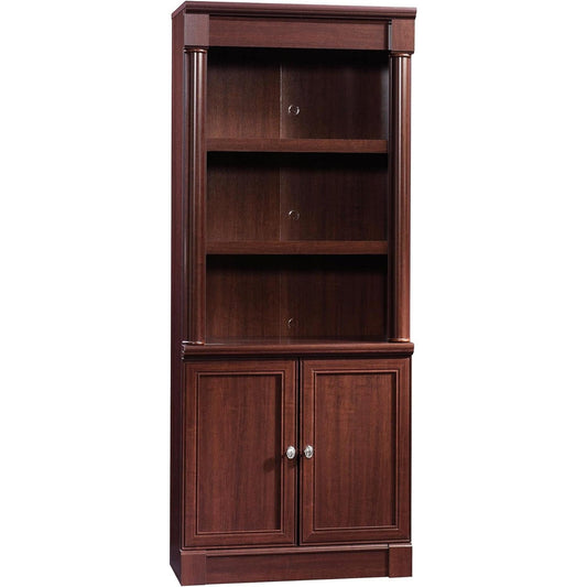 Palladia Book Shelf, Bookshelf with Storage, Library Bookcase with Doors and Adjustable Shelves, L: 29.37" X W: 13.90" X H: 71.85", Select Cherry-0