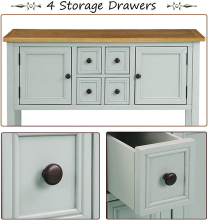 Cambridge Series Sideboard Table with Bottom Shelf, Lime White-4