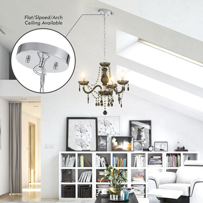 Black Small CrystalChandelier Dimmable 3 Light Pendant-4