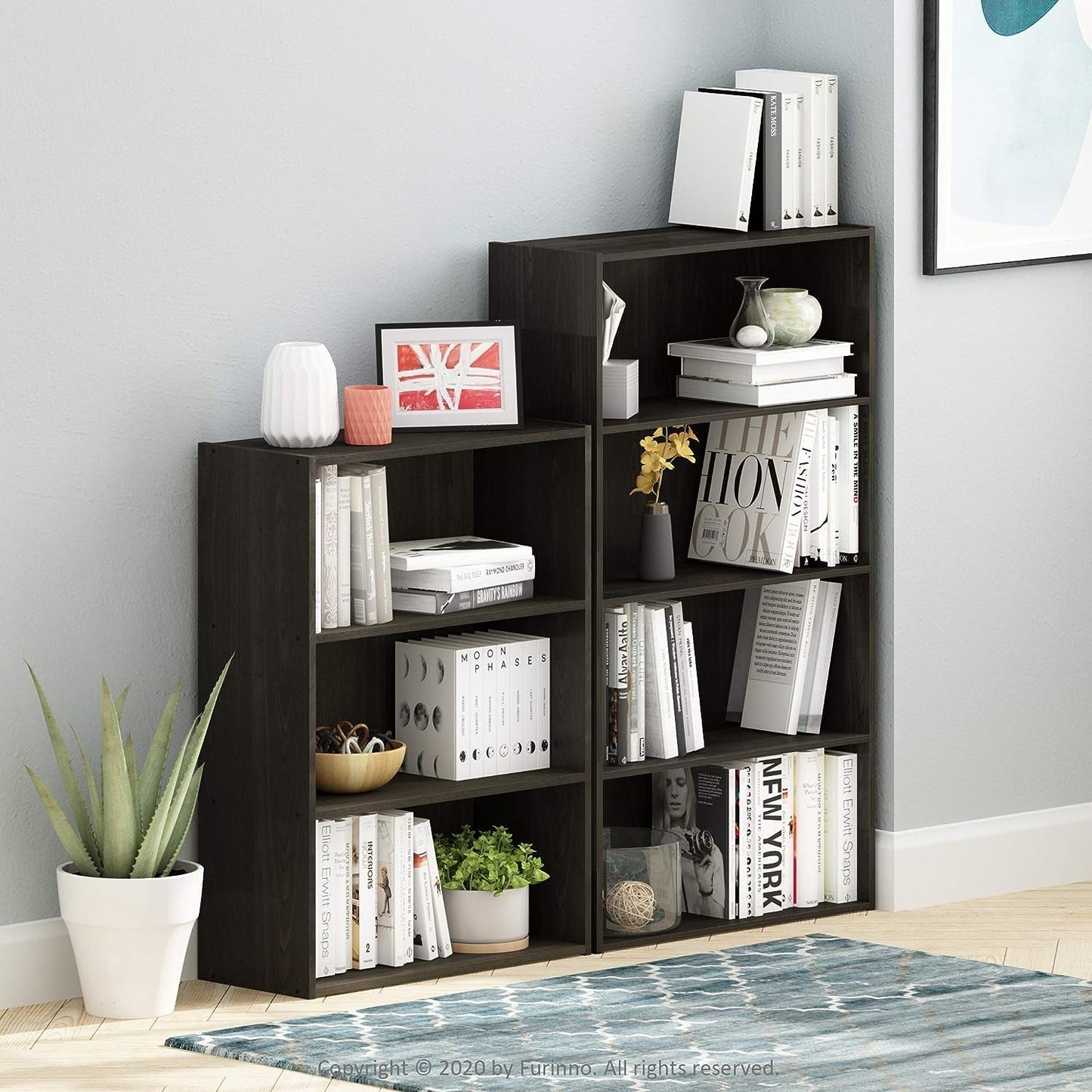 Pasir 4-Tier Bookcase / Bookshelf / Storage Shelves, Espresso-1