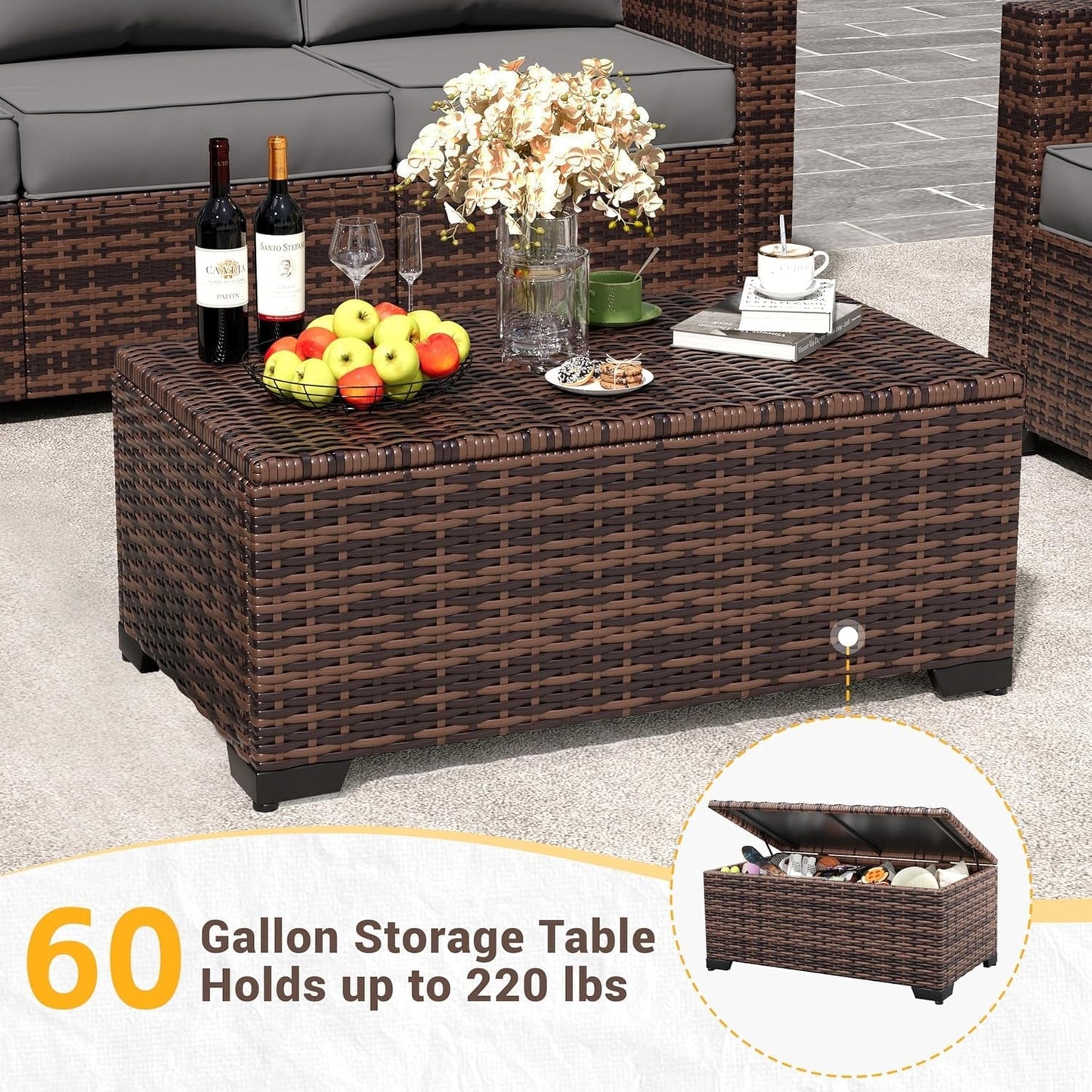 Outdoor Wicker Rattan Sofa Set for Patio Enjoyment-3