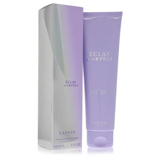 Eclat DArpege Lanvin body lotion in purple tube with iridescent box for luxurious skin care