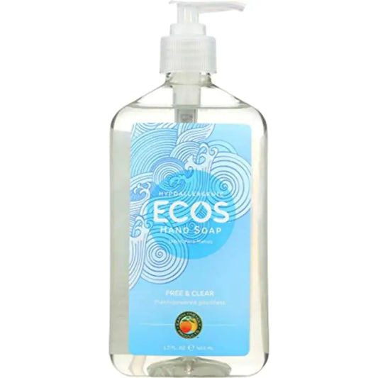 Clear ECOS hand soap in a pump bottle for gentle, eco-friendly handwashing