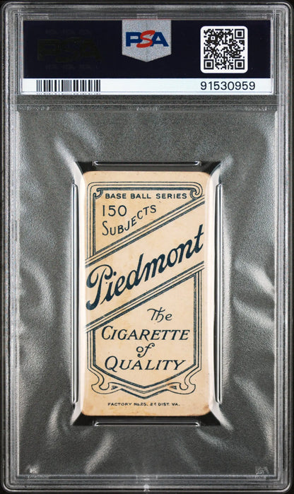 PSA-graded vintage Piedmont cigarette card with The Cigarette of Quality in Abbaticcho Brown sleeves