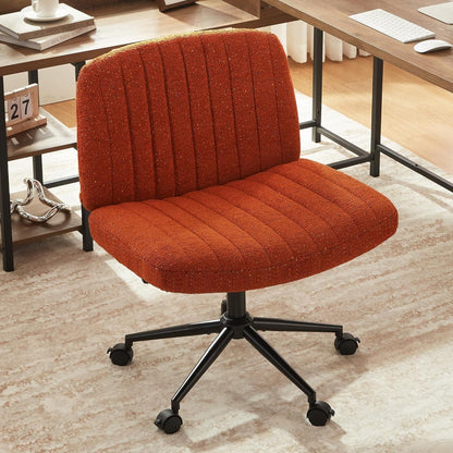 Criss Cross Chair with Locking Wheels, Preminum Fabric and Pocket Spring Cushion, Adjustable Swivel Wide Seat Computer Chair, Morden Design Vanity Chair Orange-0
