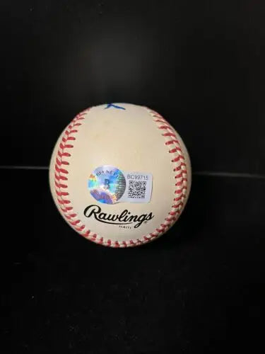 Edd Roush Autograph NL Signed Baseball with Rawlings logo and hologram sticker