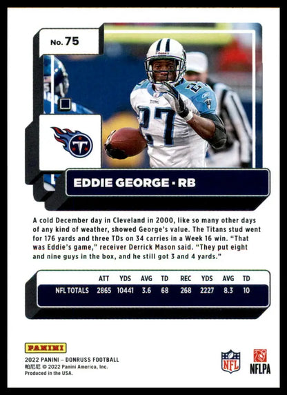 Eddie George football card from 2022 Donruss Tennessee Titans collection