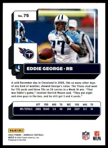 Eddie George football card from 2022 Donruss series featuring Tennessee Titans player
