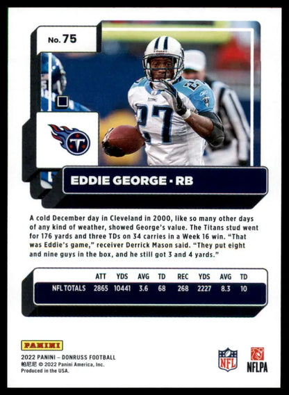 Eddie George football card from 2022 Donruss Tennessee Titans collection