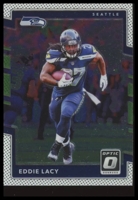 Collectible Eddie Lacy football card from Donruss Optic featuring Seattle Seahawks player