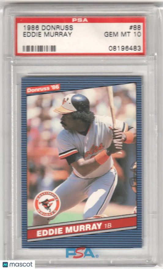Graded 1986 Donruss Eddie Murray baseball card in GEM MINT condition from Columbia Hobby