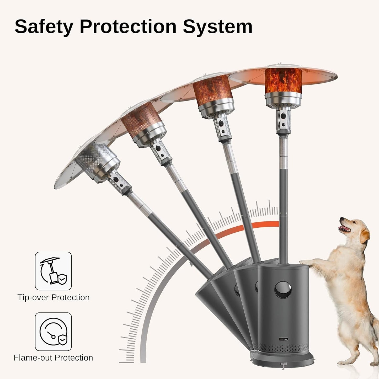 48,000 BTU Patio Heater for Outdoor Use with round Table Design, Double-Layer Stainless Steel Burner and Wheels, Outdoor Patio Heater for Home and Commercial, Gray, 31.9 X 31.9 X 86.6 Inches-3