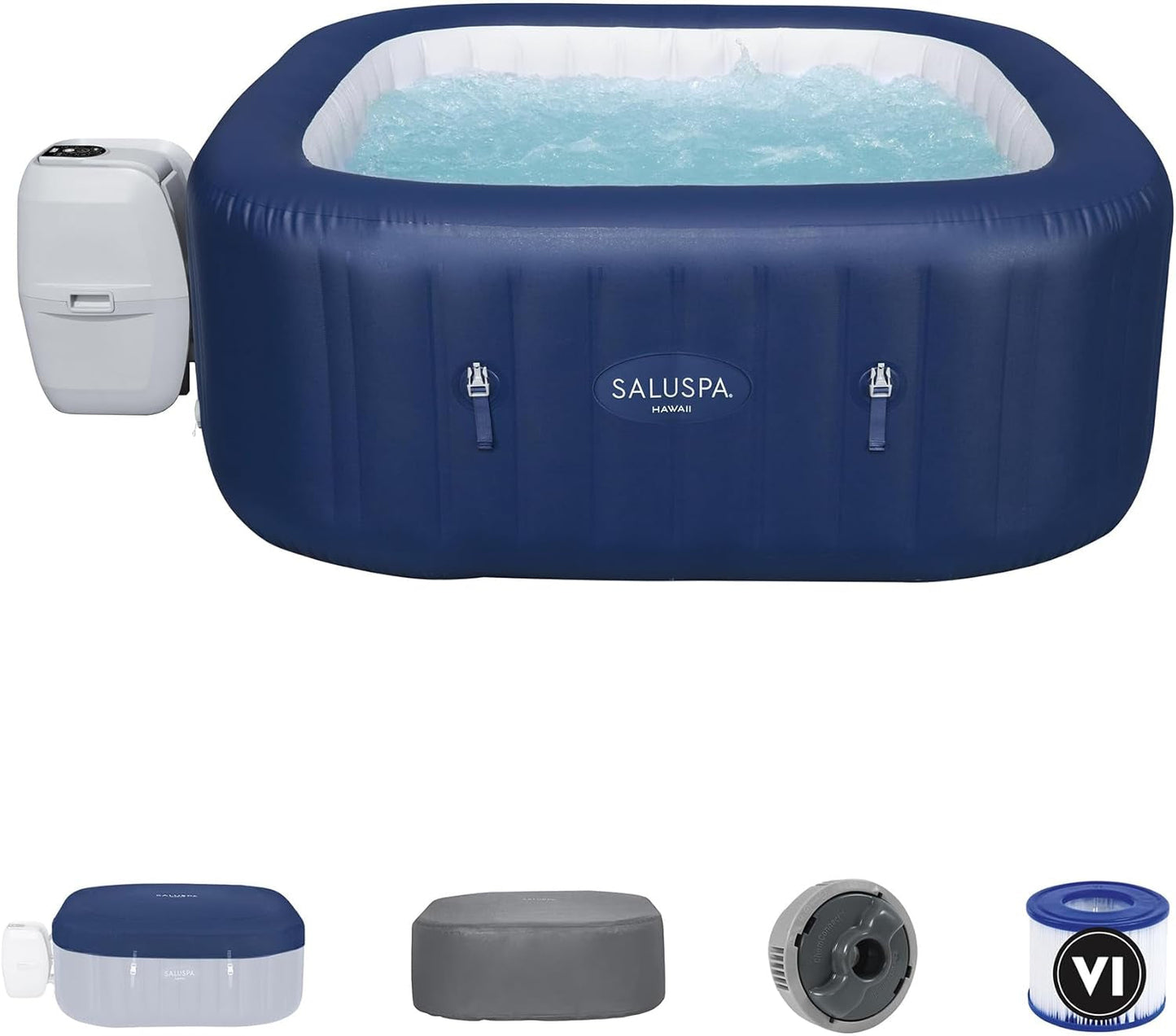 Blue 6 Person Inflatable Hot Tub Square-1